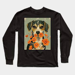 Beagle Flowers Photo Art Design For Dog Onwer Long Sleeve T-Shirt